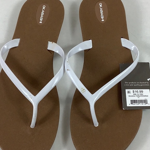 Okabashi ‎Shoreline Flip Flops Size 11 Toffee White - Picture 5 of 5